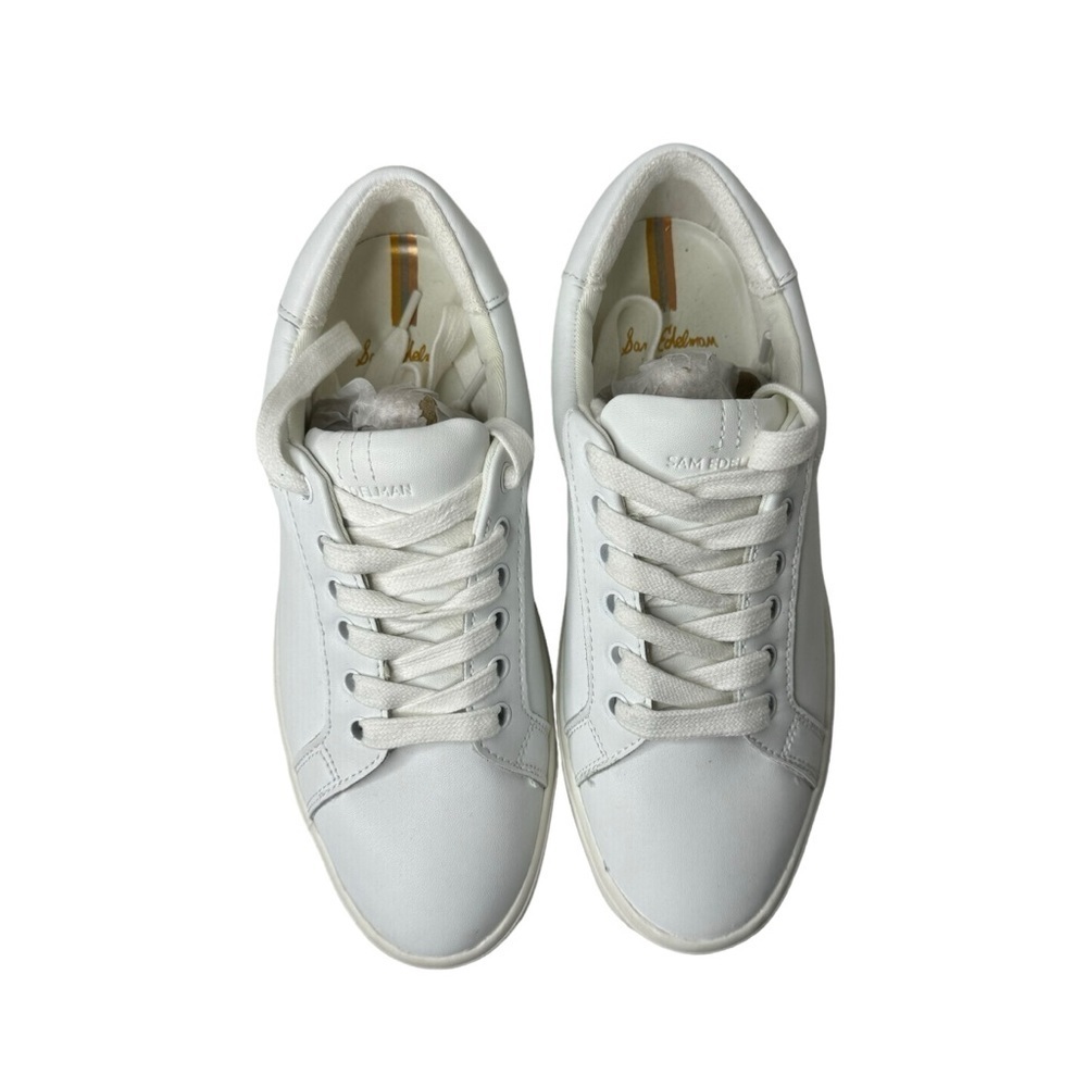 Sam Edelman Ethyl Lace Up Low Top Sneakers Bright White Leather 6.5 - Picture 3 of 9